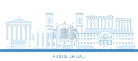 Illustration for Outline Skyline panorama of city of Athens, Greece - vector illustration - Royalty Free Image