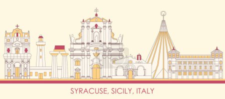 Illustration for Cartoon Skyline panorama of Syracuse, Sicily, Italy - vector illustration - Royalty Free Image