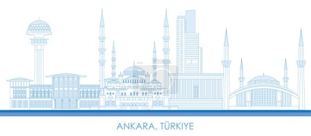 Ilustración de Esquema Skyline panorama de la ciudad de Ankara, Turkiye - ilustración vectorial - Imagen libre de derechos
