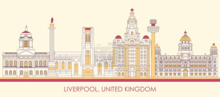 Illustration for Cartoon Skyline panorama of Liverpool, United Kingdom - vector illustration - Royalty Free Image