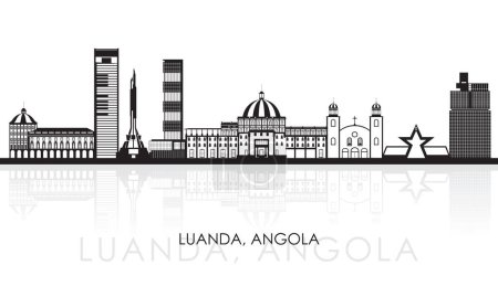 Illustration for Silhouette Skyline panorama of city of Luanda, Angola - vector illustration - Royalty Free Image