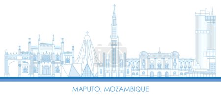 Ilustración de Esquema Skyline panorama de la ciudad de Maputo, Mozambique - ilustración vectorial - Imagen libre de derechos