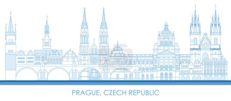 Ilustración de Esquema Skyline panorama de la ciudad de Praga, República Checa - ilustración vectorial - Imagen libre de derechos