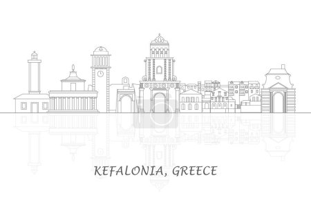 Illustration for Outline Skyline panorama of  Kefalonia, Ionnian Islands, Greece - vector illustration - Royalty Free Image