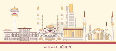 Ilustración de Cartoon Skyline panorama de la ciudad de Ankara, Turkiye - ilustración vectorial - Imagen libre de derechos
