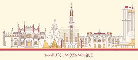 Illustration for Cartoon Skyline panorama of city of Maputo, Mozambique - vector illustration - Royalty Free Image