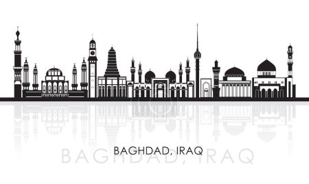 Illustration for Silhouette Skyline panorama of city of Baghdad, Iraq - vector illustration - Royalty Free Image