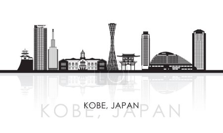 Ilustración de Silhouette Skyline panorama of city of Kobe, Japan - vector illustration - Imagen libre de derechos
