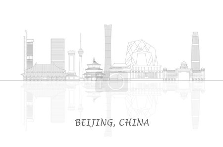 Téléchargez les illustrations : Outline Skyline panorama of city of Beijing, China - vector illustration - en licence libre de droit