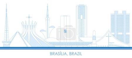 Ilustración de Outline Skyline panorama of city of Brasilia, Brazil - vector illustration - Imagen libre de derechos