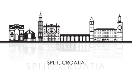 Ilustración de Silhouette Skyline panorama of City of Split, Croatia - vector illustration - Imagen libre de derechos