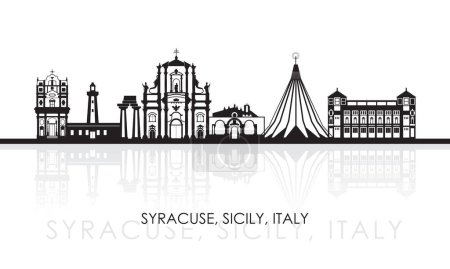 Téléchargez les illustrations : Silhouette Skyline panorama of Syracuse, Sicily, Italy - vector illustration - en licence libre de droit