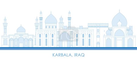 Téléchargez les illustrations : Outline Skyline panorama of city of Karbala, Iraq - vector illustration - en licence libre de droit