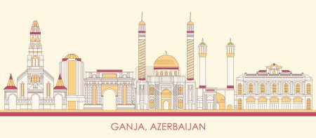 Illustration pour Cartoon Skyline panorama of city of Ganja, Azerbaijan - vector illustration - image libre de droit