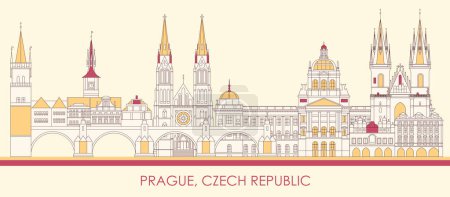 Ilustración de Cartoon Skyline panorama of city of Prague, Czech Republic - vector illustration - Imagen libre de derechos