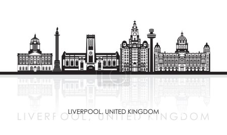Illustration for Silhouette Skyline panorama of Liverpool, United Kingdom - vector illustration - Royalty Free Image