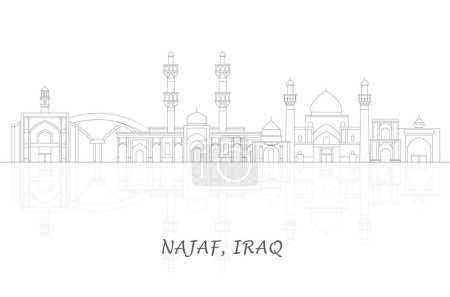 Illustration for Outline Skyline panorama of city of Najaf, Iraq - vector illustration - Royalty Free Image