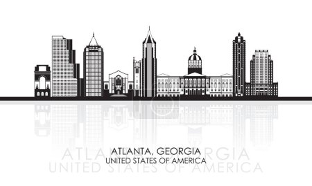 Illustration for Silhouette Skyline panorama of Atlanta, Georgia, United States - vector illustration - Royalty Free Image