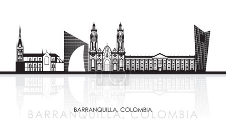 Téléchargez les illustrations : Silhouette Skyline panorama of city of Barranquilla, Colombia - vector illustration - en licence libre de droit
