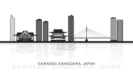 Ilustración de Silhouette Skyline panorama of city of Kawasaki, Kanagawa, Japan - vector illustration - Imagen libre de derechos