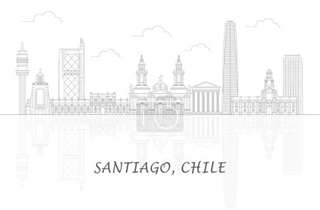 Illustration for Outline Skyline panorama of city of Santiago, Chile - vector illustration - Royalty Free Image