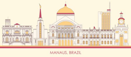 Illustration for Cartoon Skyline panorama of city of Manaus, Brazil - vector illustration - Royalty Free Image