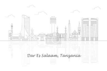 Téléchargez les illustrations : Aperçu panorama Skyline de la ville de Dar Es Salaam, Tanzanie illustration vectorielle - en licence libre de droit