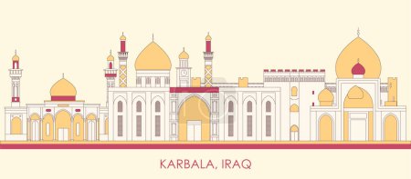 Illustration for Cartoon Skyline panorama of city of Karbala, Iraq - vector illustration - Royalty Free Image