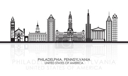 Illustration for Silhouette Skyline panorama of Philadelphia, Pennsylvania, United States - vector illustration - Royalty Free Image