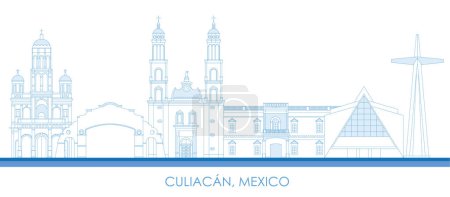 Téléchargez les illustrations : Outline Skyline panorama of city of Culiacan, Mexico - vector illustration - en licence libre de droit