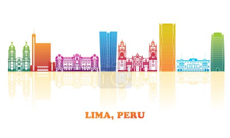 Ilustración de Colourfull Skyline panorama of city of Lima, Peru - vector illustration - Imagen libre de derechos