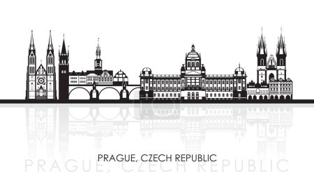 Ilustración de Silhouette Skyline panorama de la ciudad de Praga, República Checa - ilustración vectorial - Imagen libre de derechos