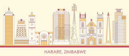 Ilustración de Cartoon Skyline panorama de la ciudad de Harare, Zimbabwe - ilustración vectorial - Imagen libre de derechos