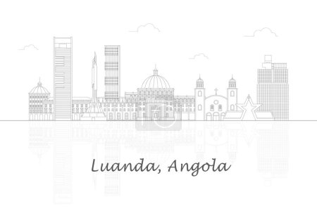 Illustration for Outline Skyline panorama of city of Luanda, Angola - vector illustration - Royalty Free Image