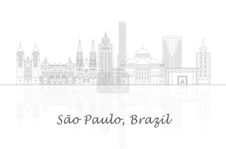 Illustration for Outline Skyline panorama of city of Sao Paulo, Brazil - vector illustration - Royalty Free Image