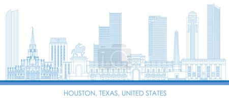 Illustration for Outline Skyline panorama of city of Houston, Texas, United States - vector illustration - Royalty Free Image
