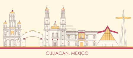 Téléchargez les illustrations : Caricature Skyline panorama de la ville de Culiacan, Mexique illustration vectorielle - en licence libre de droit