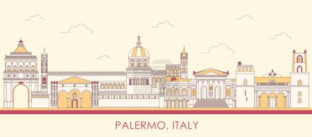 Caricature Skyline panorama de la ville de Palerme, Sicile, Italie illustration vectorielle