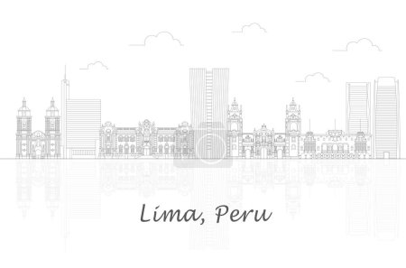Ilustración de Esquema Skyline panorama de la ciudad de Lima, Perú - ilustración vectorial - Imagen libre de derechos