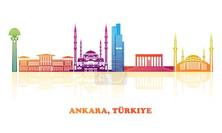 Ilustración de Panorama del horizonte colorido de la ciudad de Ankara, Turkiye - ilustración del vector - Imagen libre de derechos