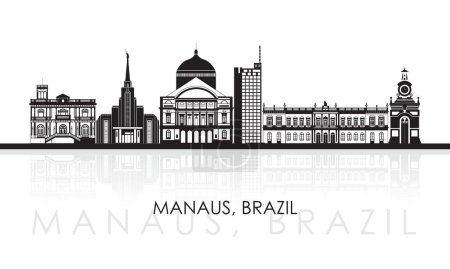 Panorama silhouette Skyline de la ville de Manaus, Brésil illustration vectorielle