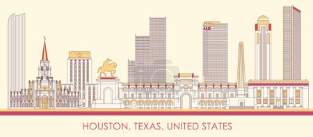 Illustration for Cartoon Skyline panorama of city of Houston, Texas, United States - vector illustration - Royalty Free Image