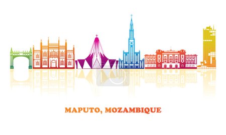 Ilustración de Panorama a todo color de la ciudad de Maputo, Mozambique - ilustración vectorial - Imagen libre de derechos