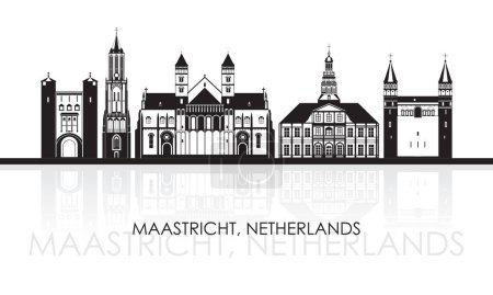 Téléchargez les illustrations : Silhouette Skyline panorama de la ville de Maastricht, Pays-Bas illustration vectorielle - en licence libre de droit