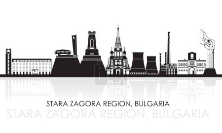 Téléchargez les illustrations : Silhouette panorama Skyline de la région de Stara Zagora, Bulgarie- illustration vectorielle - en licence libre de droit