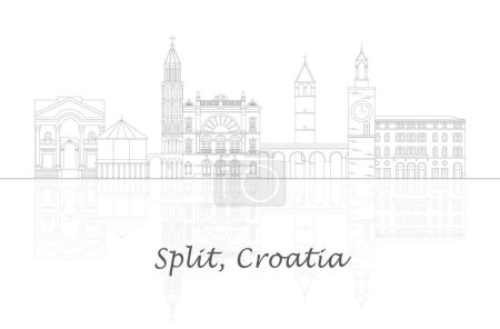 Téléchargez les illustrations : Aperçu du panorama Skyline de la ville de Split, Croatie illustration vectorielle - en licence libre de droit