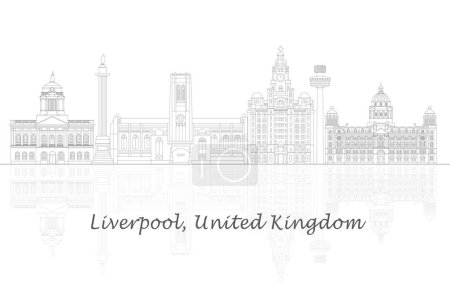 Ilustración de Esquema Skyline panorama de Liverpool, Reino Unido - ilustración vectorial - Imagen libre de derechos