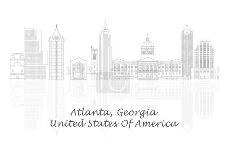 Ilustración de Esquema Skyline panorama de Atlanta, Georgia, Estados Unidos - ilustración vectorial - Imagen libre de derechos