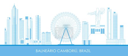 Illustration for Outline Skyline panorama of city of Balnerio Cambori, Brazil - vector illustration - Royalty Free Image