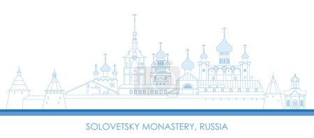 Téléchargez les illustrations : Aperçu du monastère de Solovetsky, Russie - illustration vectorielle - en licence libre de droit